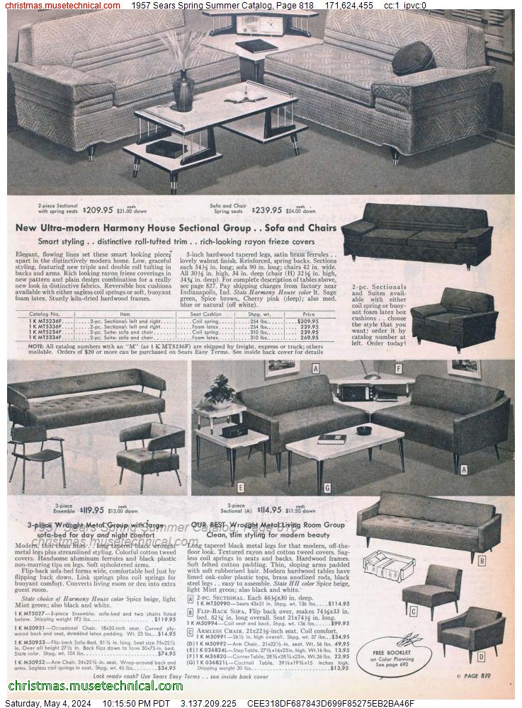 1957 Sears Spring Summer Catalog, Page 818
