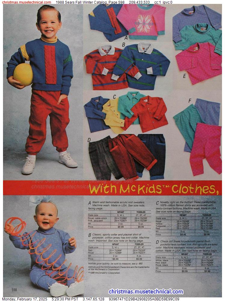 1988 Sears Fall Winter Catalog, Page 598