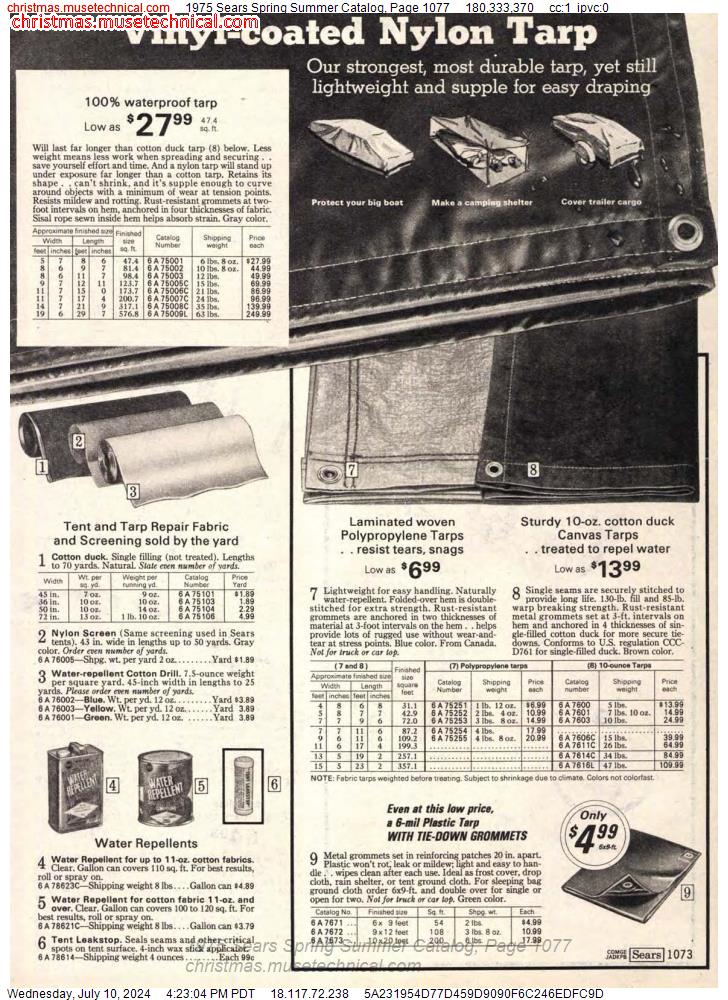 1975 Sears Spring Summer Catalog, Page 1077