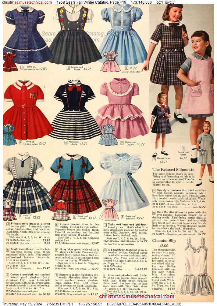 1958 Sears Fall Winter Catalog, Page 419