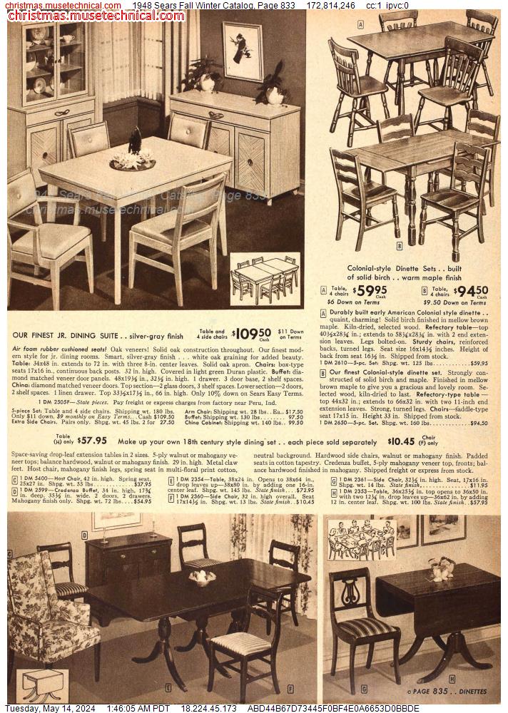 1948 Sears Fall Winter Catalog, Page 833