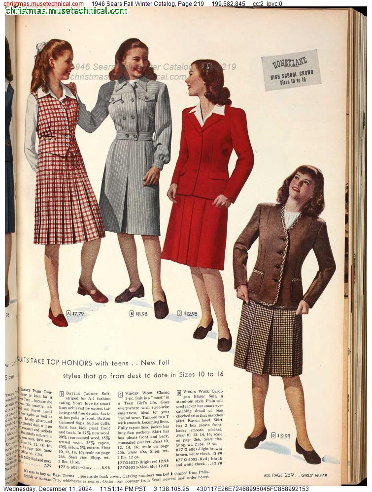 1946 Sears Fall Winter Catalog, Page 219