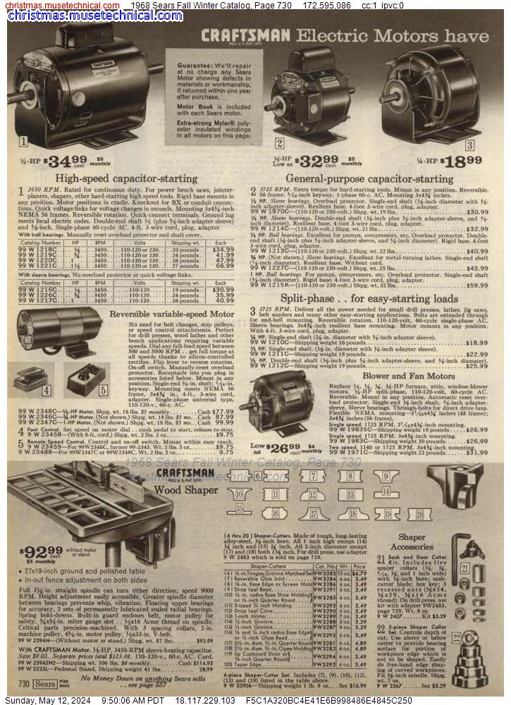 1968 Sears Fall Winter Catalog, Page 730