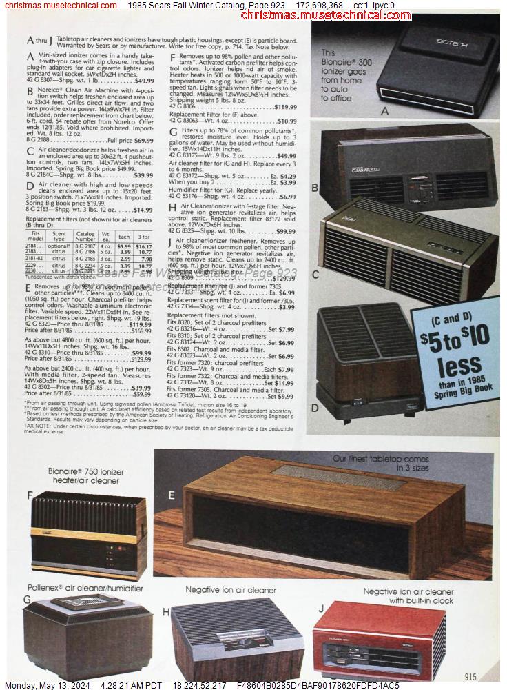 1985 Sears Fall Winter Catalog, Page 923