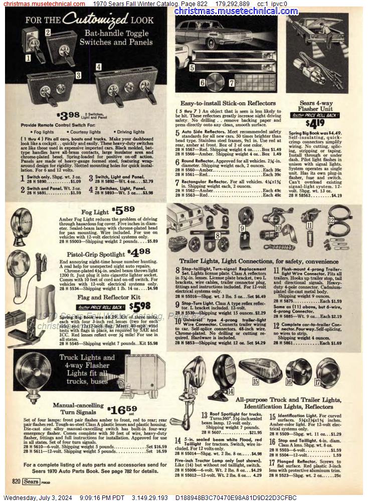 1970 Sears Fall Winter Catalog, Page 822