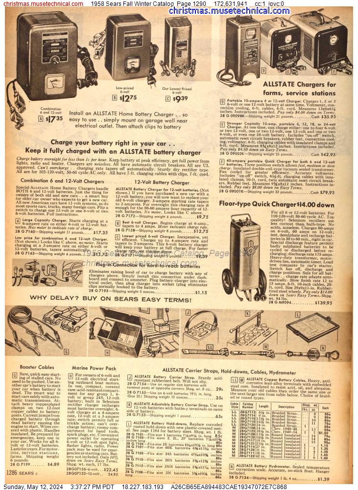 1958 Sears Fall Winter Catalog, Page 1290