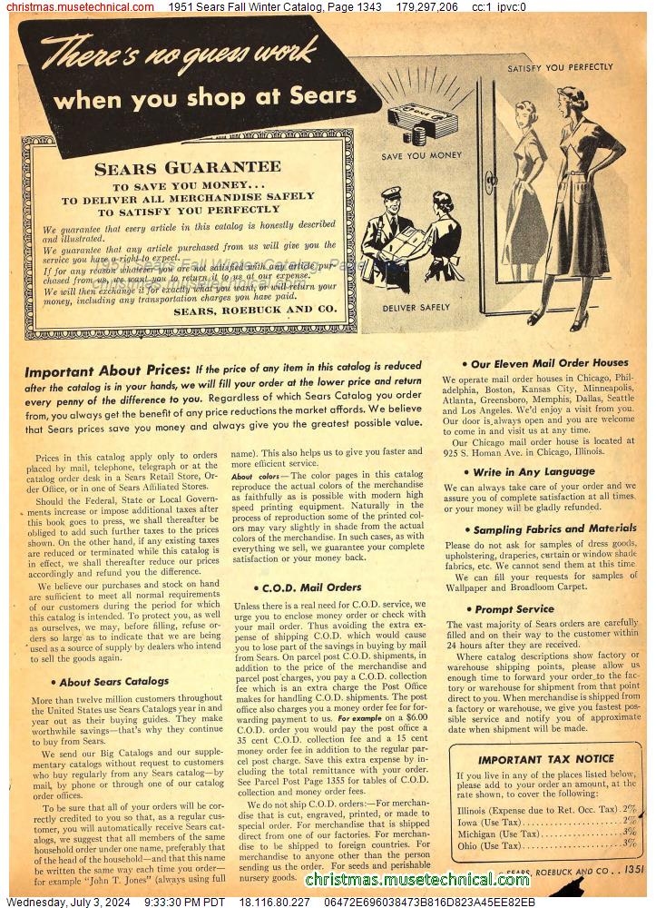 1951 Sears Fall Winter Catalog, Page 1343