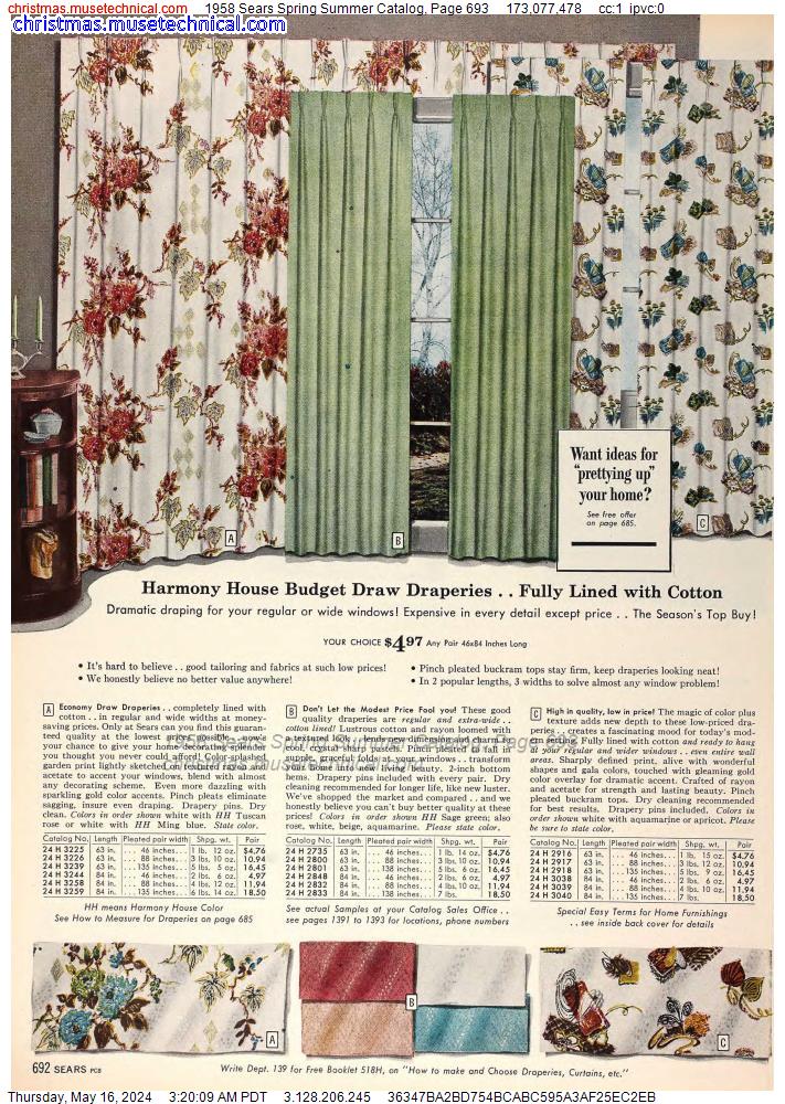 1958 Sears Spring Summer Catalog, Page 693