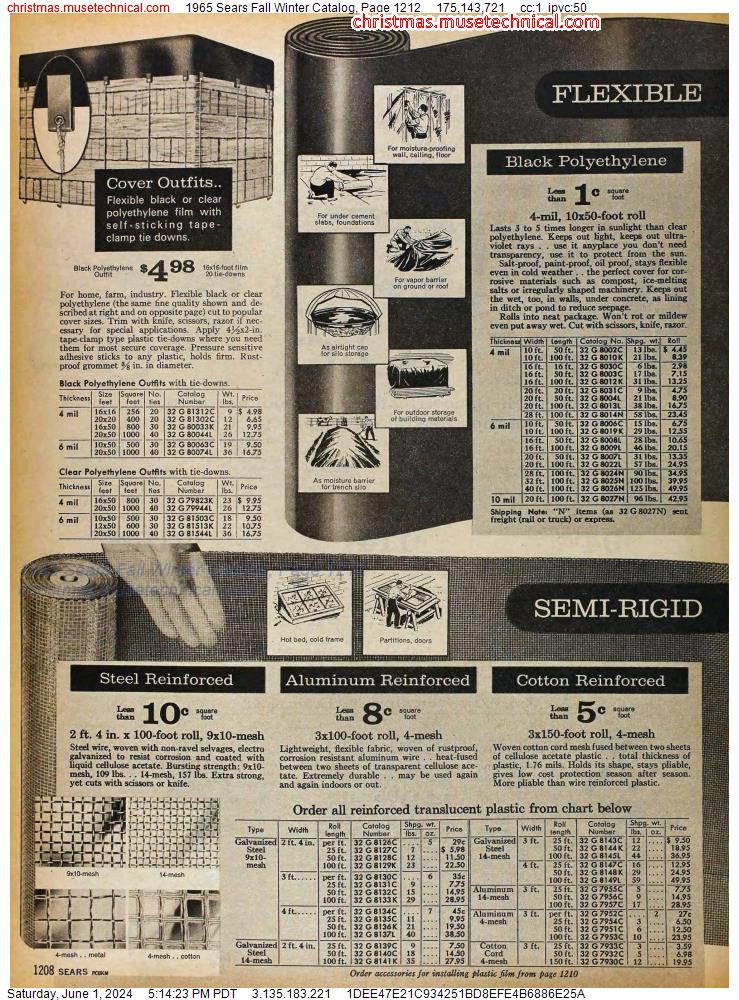 1965 Sears Fall Winter Catalog, Page 1212