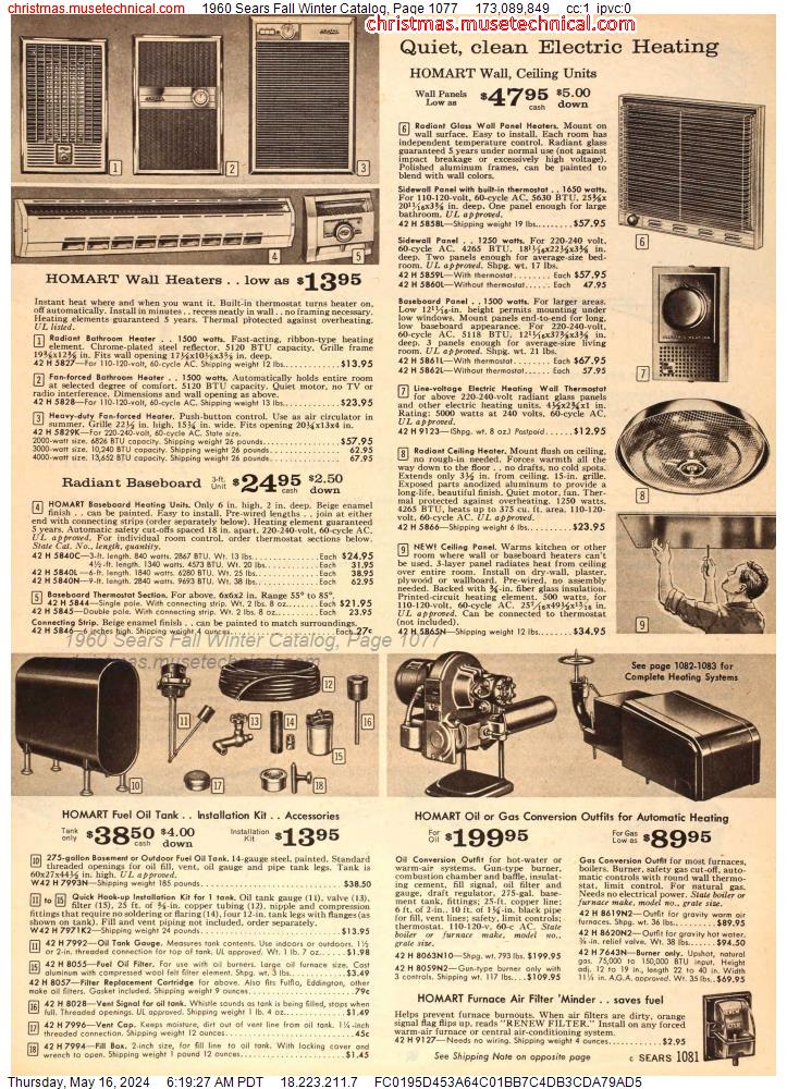 1960 Sears Fall Winter Catalog, Page 1077