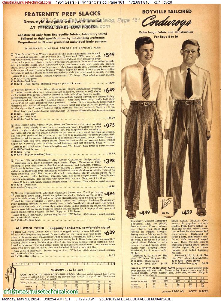1951 Sears Fall Winter Catalog, Page 161
