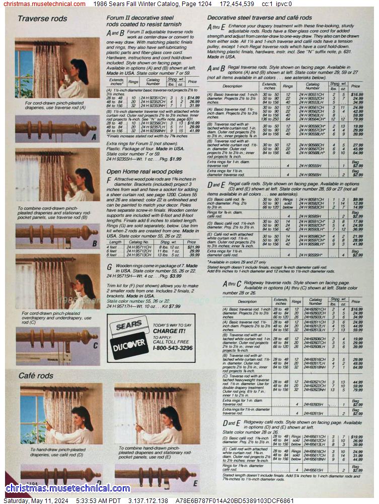 1986 Sears Fall Winter Catalog, Page 1204