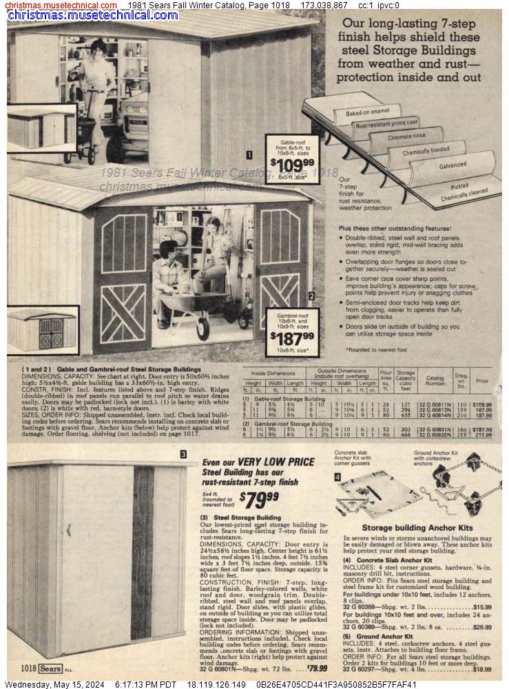 1981 Sears Fall Winter Catalog, Page 1018