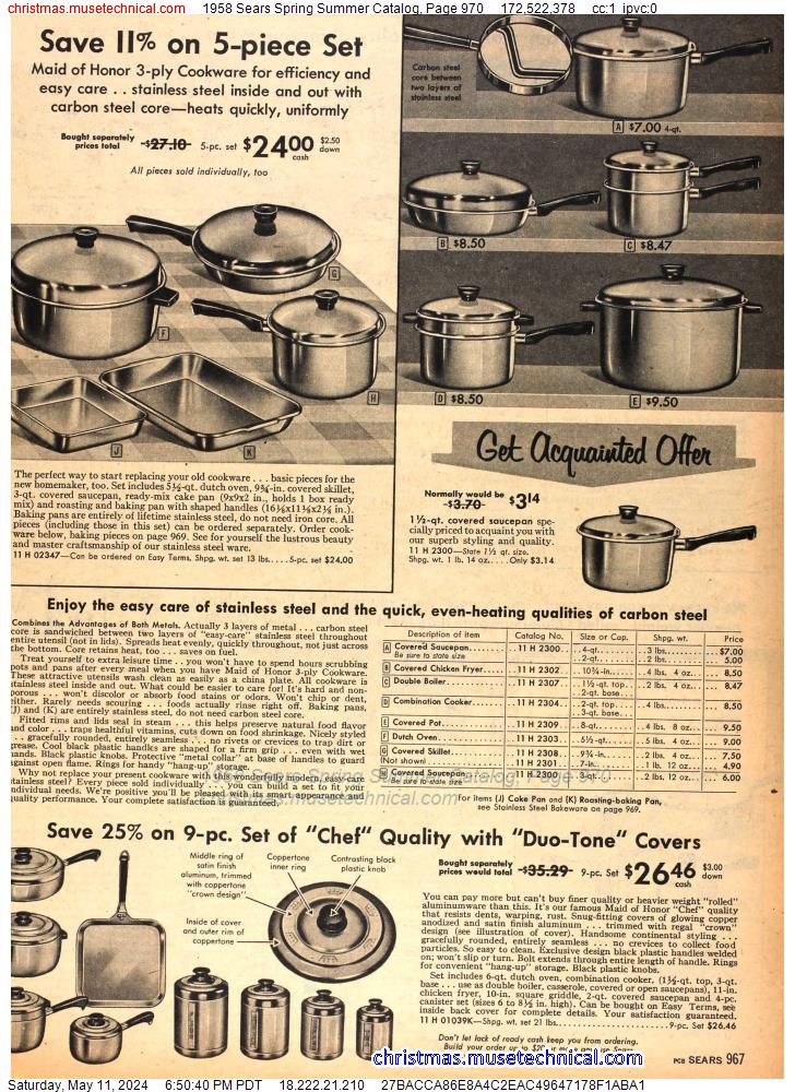 1958 Sears Spring Summer Catalog, Page 970