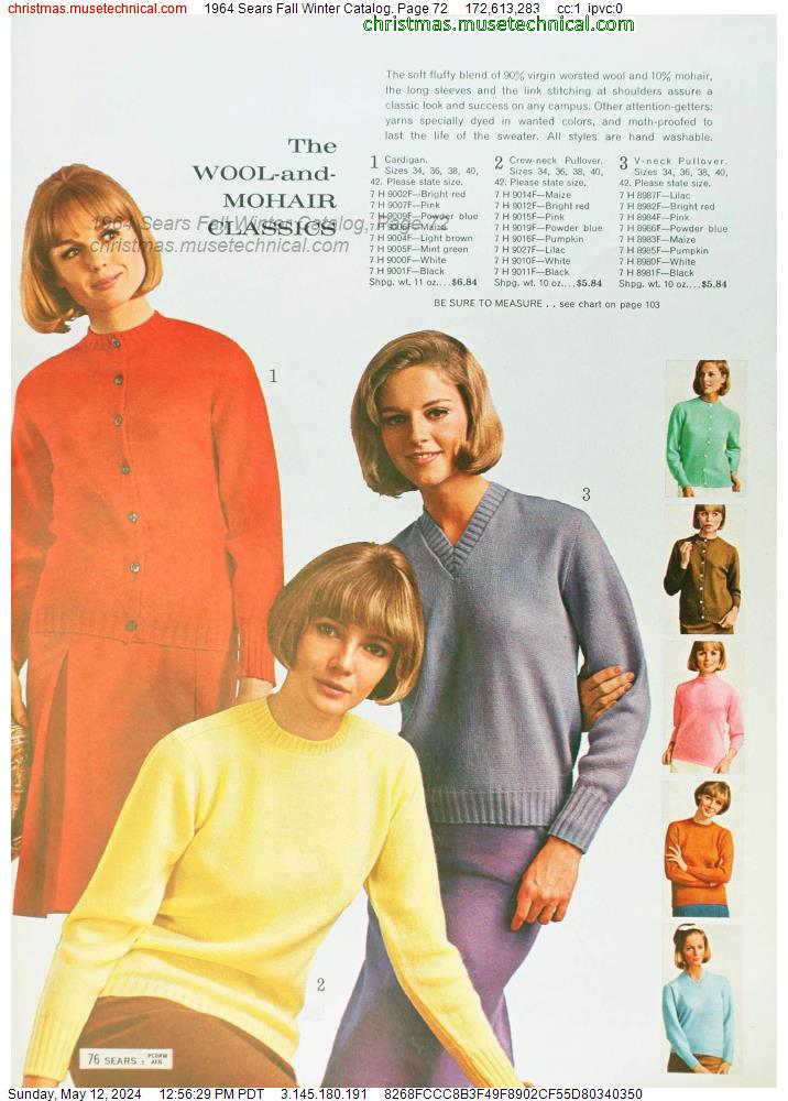 1964 Sears Fall Winter Catalog, Page 72