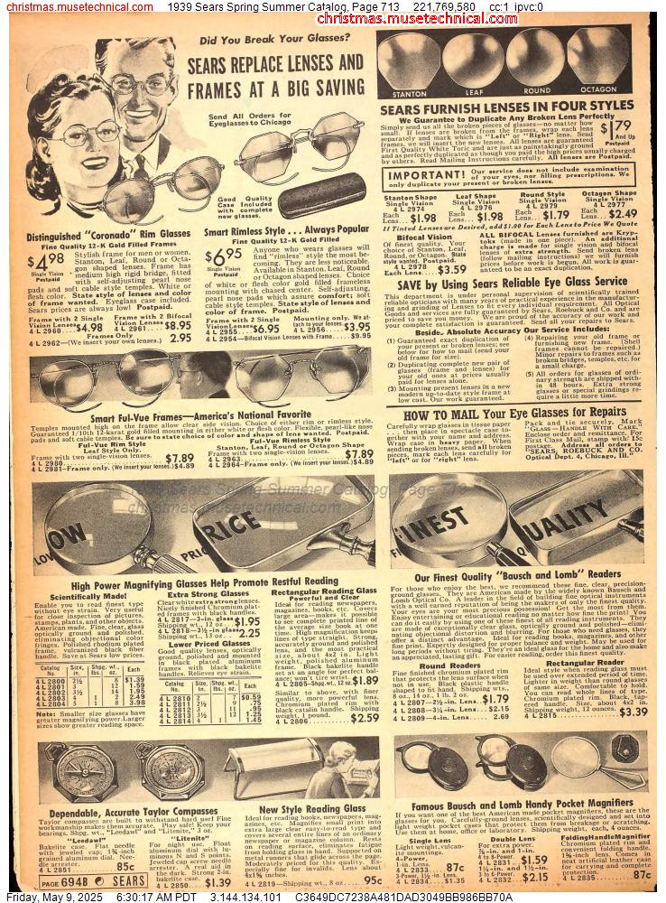 1939 Sears Spring Summer Catalog, Page 713