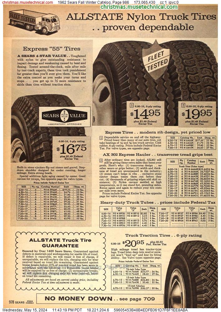 1962 Sears Fall Winter Catalog, Page 986