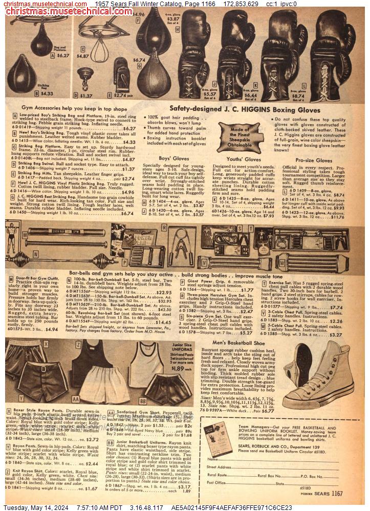 1957 Sears Fall Winter Catalog, Page 1166