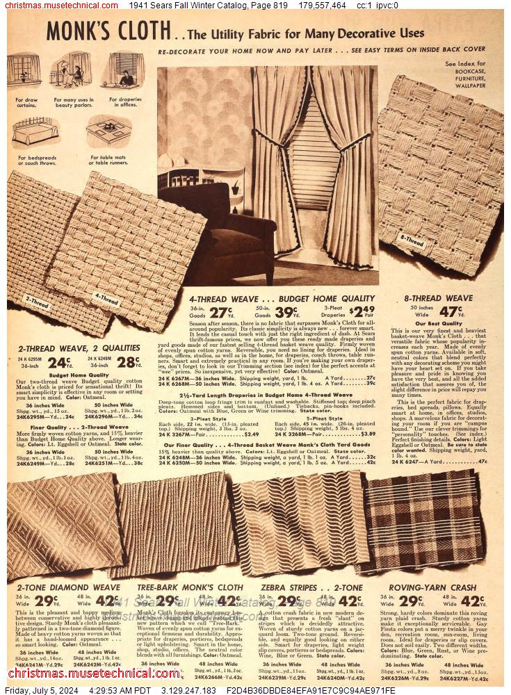 1941 Sears Fall Winter Catalog, Page 819