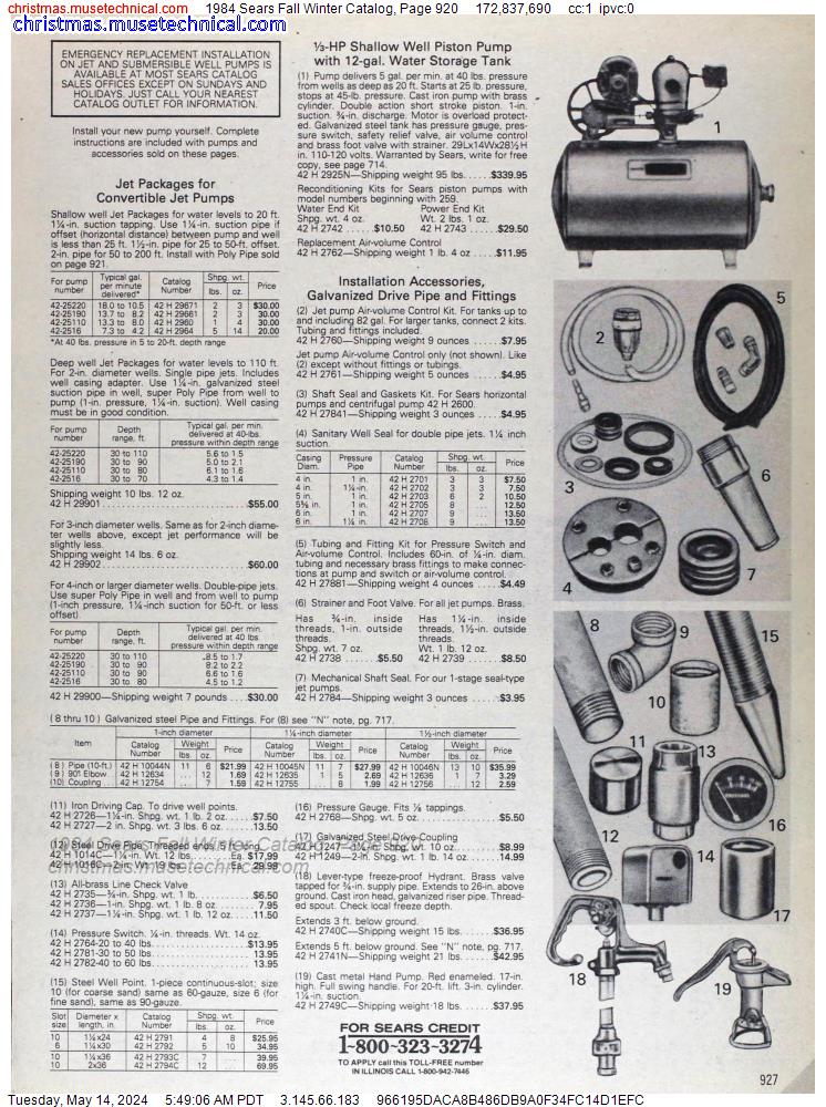 1984 Sears Fall Winter Catalog, Page 920