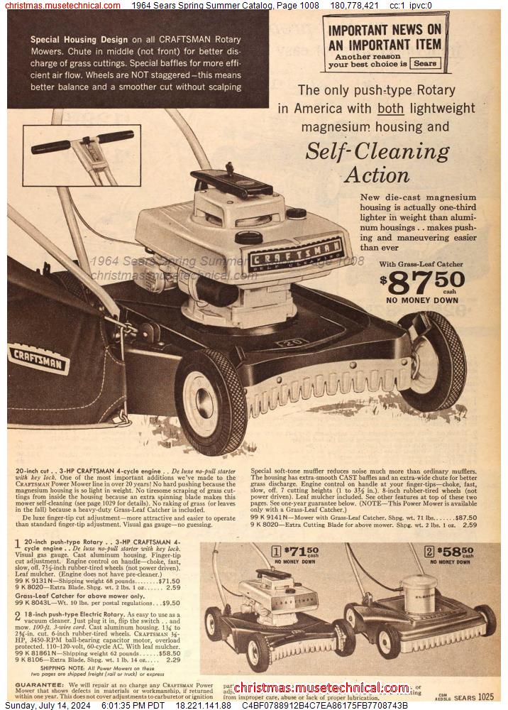 1964 Sears Spring Summer Catalog, Page 1008