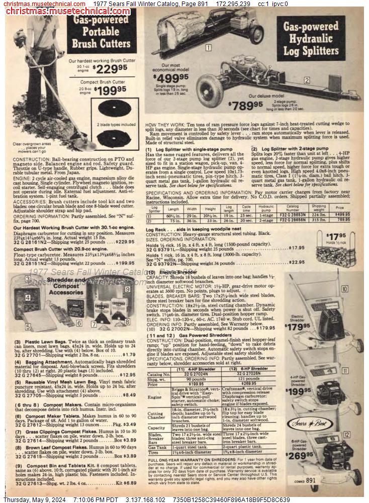 1977 Sears Fall Winter Catalog, Page 891
