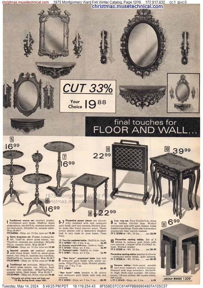 1975 Montgomery Ward Fall Winter Catalog, Page 1209