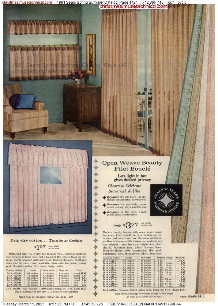 1961 Sears Spring Summer Catalog, Page 1421