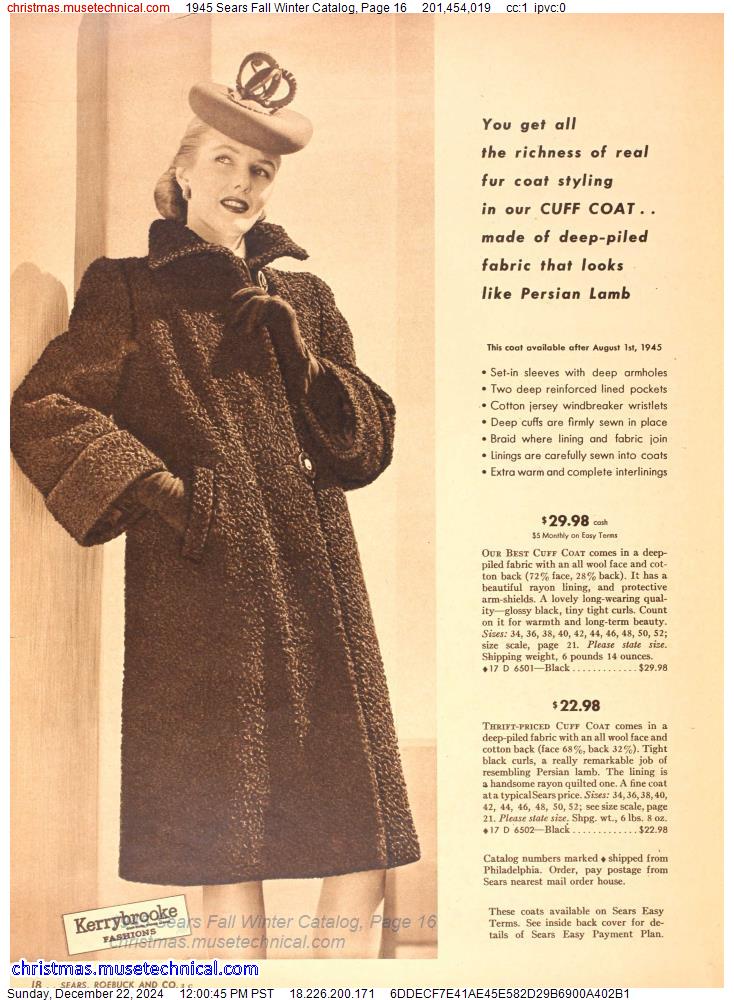 1945 Sears Fall Winter Catalog, Page 16