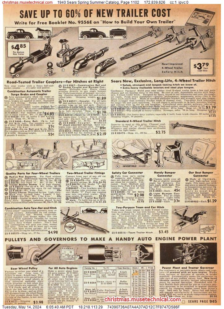 1940 Sears Spring Summer Catalog, Page 1102