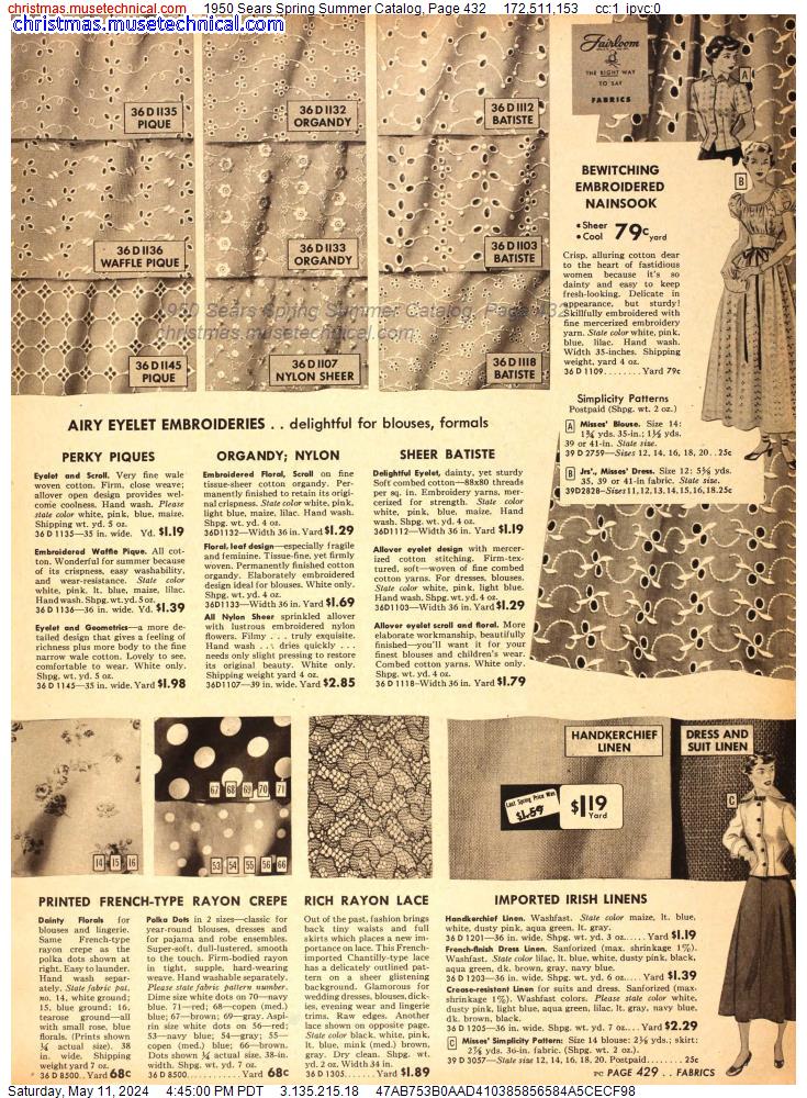 1950 Sears Spring Summer Catalog, Page 432