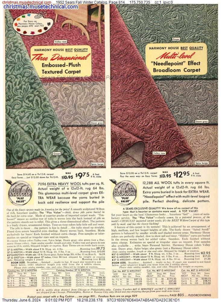 1952 Sears Fall Winter Catalog, Page 814