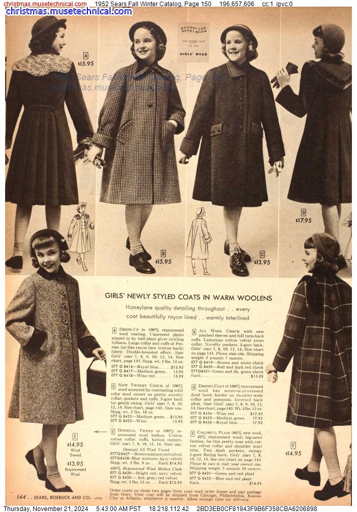 1952 Sears Fall Winter Catalog, Page 150