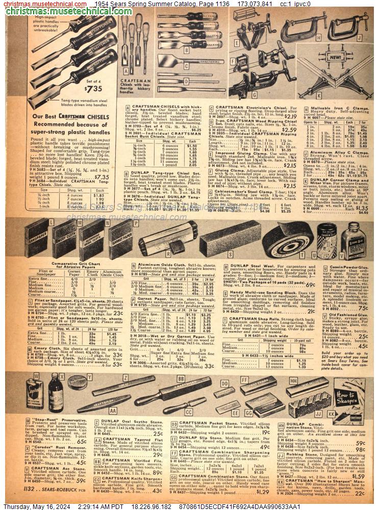 1954 Sears Spring Summer Catalog, Page 1136