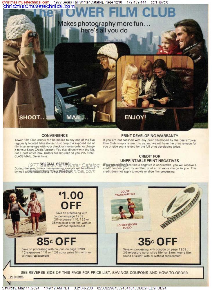 1977 Sears Fall Winter Catalog, Page 1210