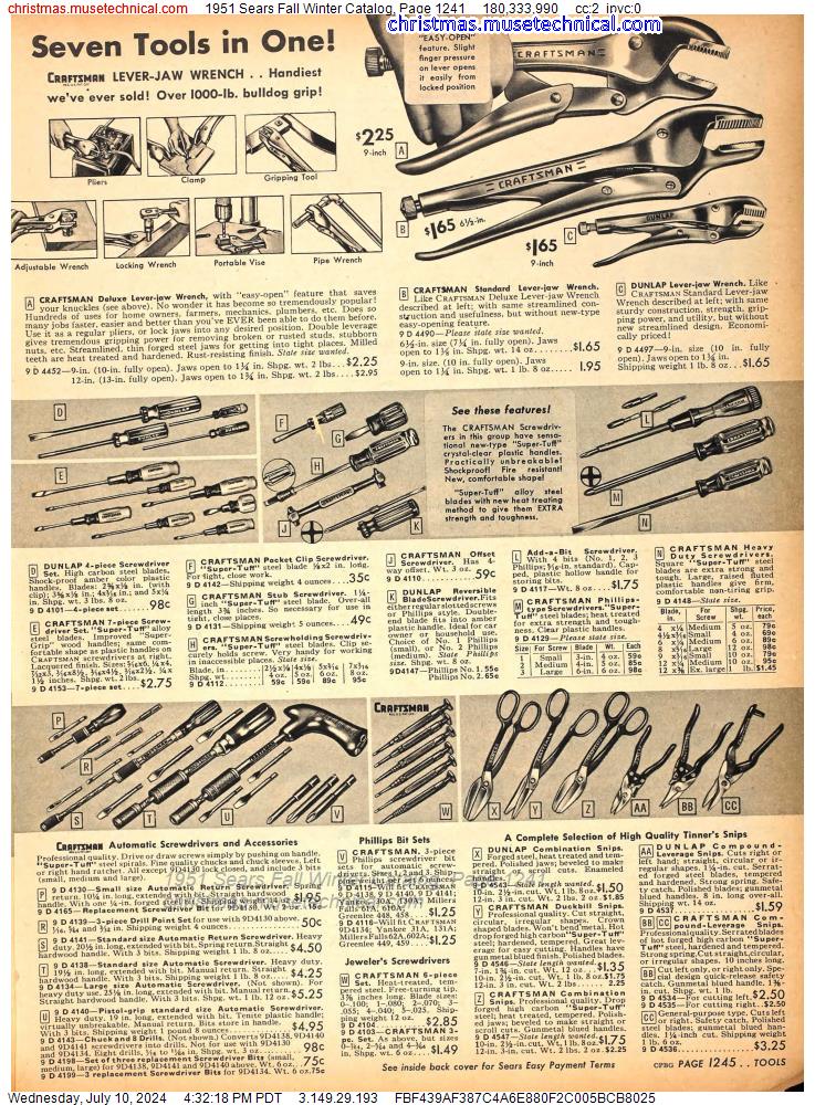 1951 Sears Fall Winter Catalog, Page 1241