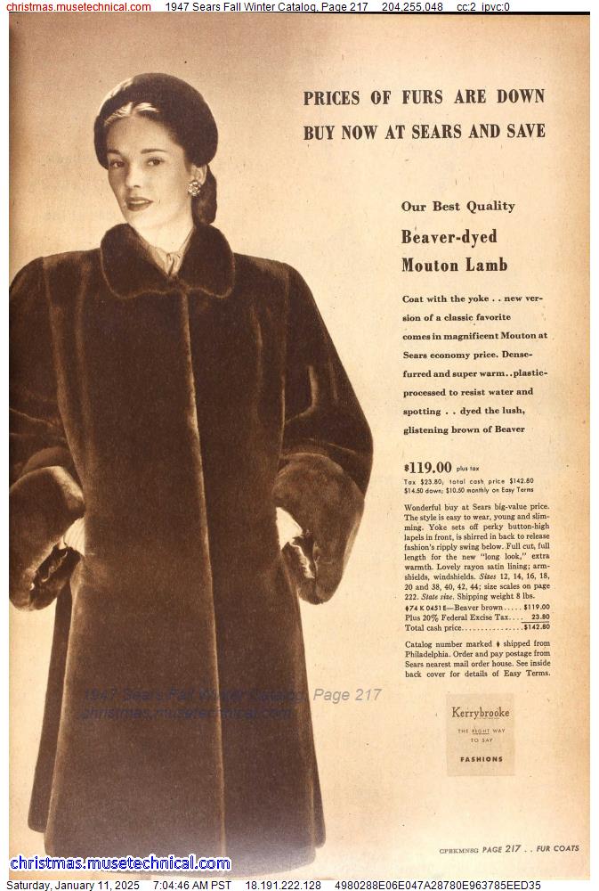 1947 Sears Fall Winter Catalog, Page 217