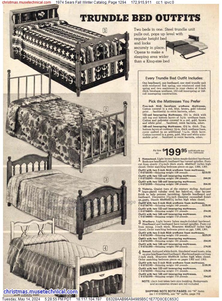 1974 Sears Fall Winter Catalog, Page 1294