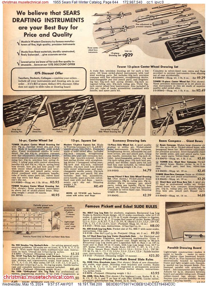 1955 Sears Fall Winter Catalog, Page 644
