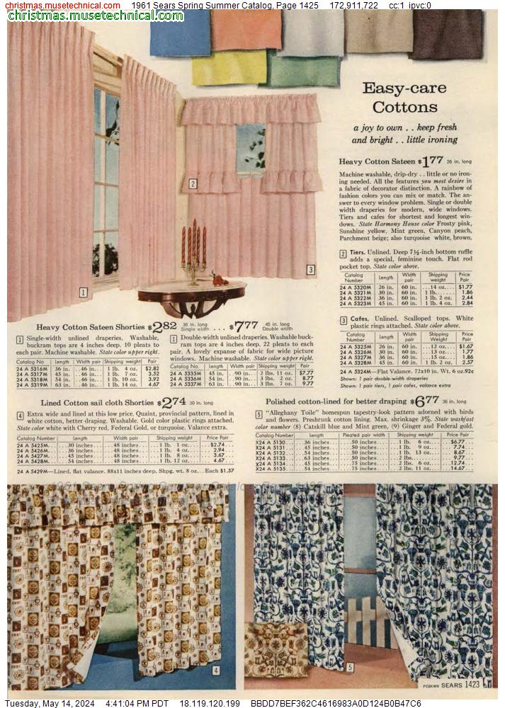 1961 Sears Spring Summer Catalog, Page 1425