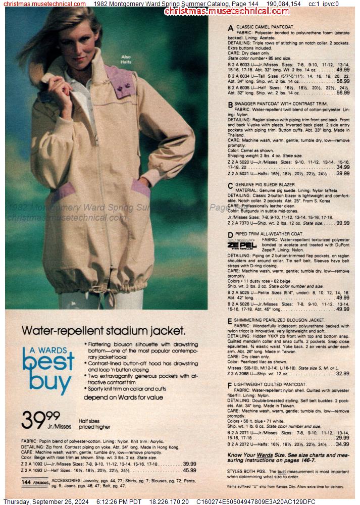 1982 Montgomery Ward Spring Summer Catalog, Page 144