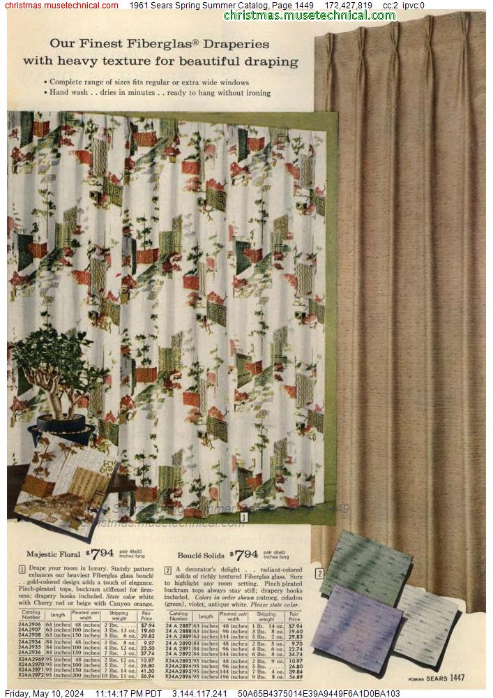 1961 Sears Spring Summer Catalog, Page 1449