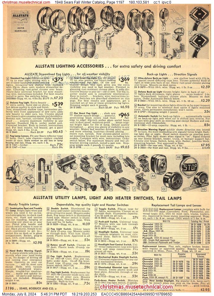 1948 Sears Fall Winter Catalog, Page 1197