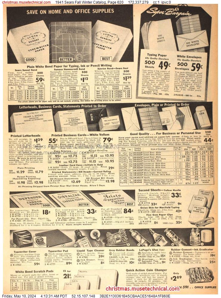 1941 Sears Fall Winter Catalog, Page 620