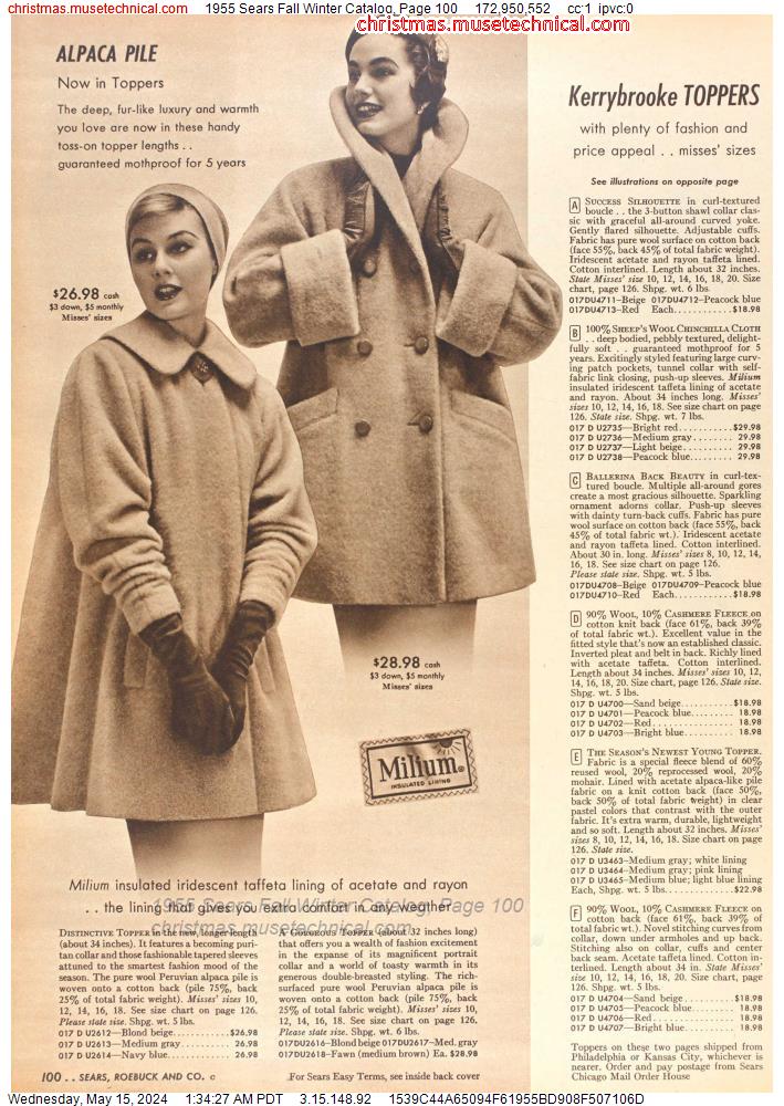 1955 Sears Fall Winter Catalog, Page 100