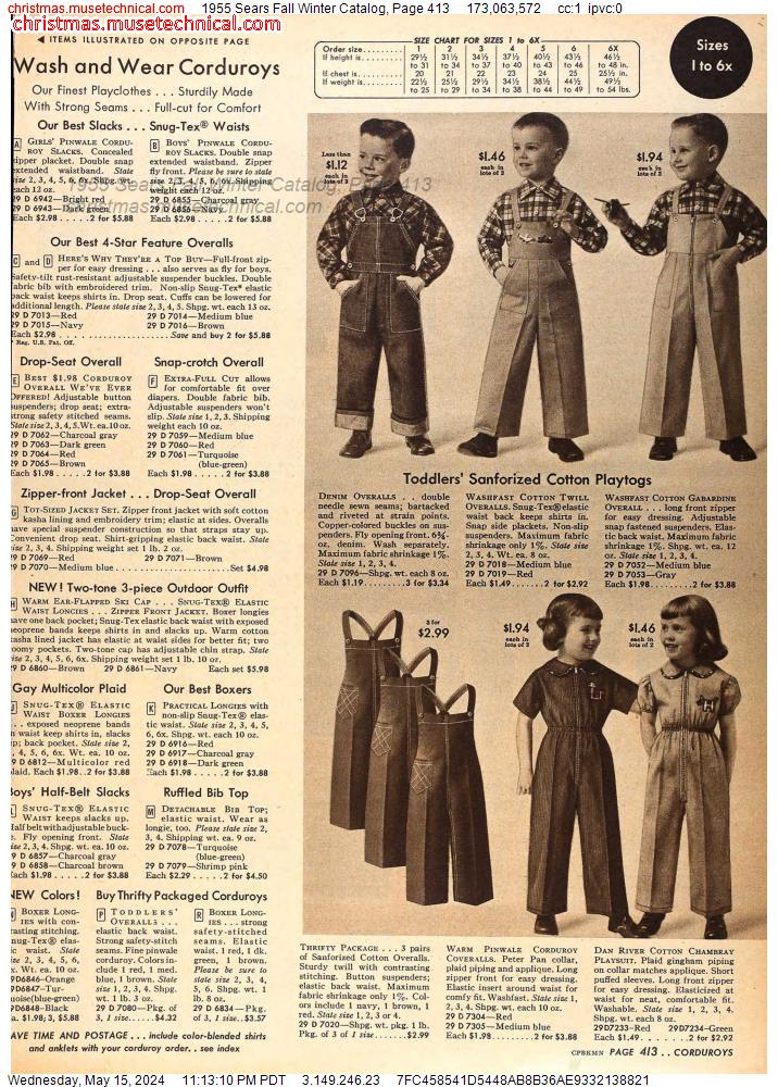 1955 Sears Fall Winter Catalog, Page 413