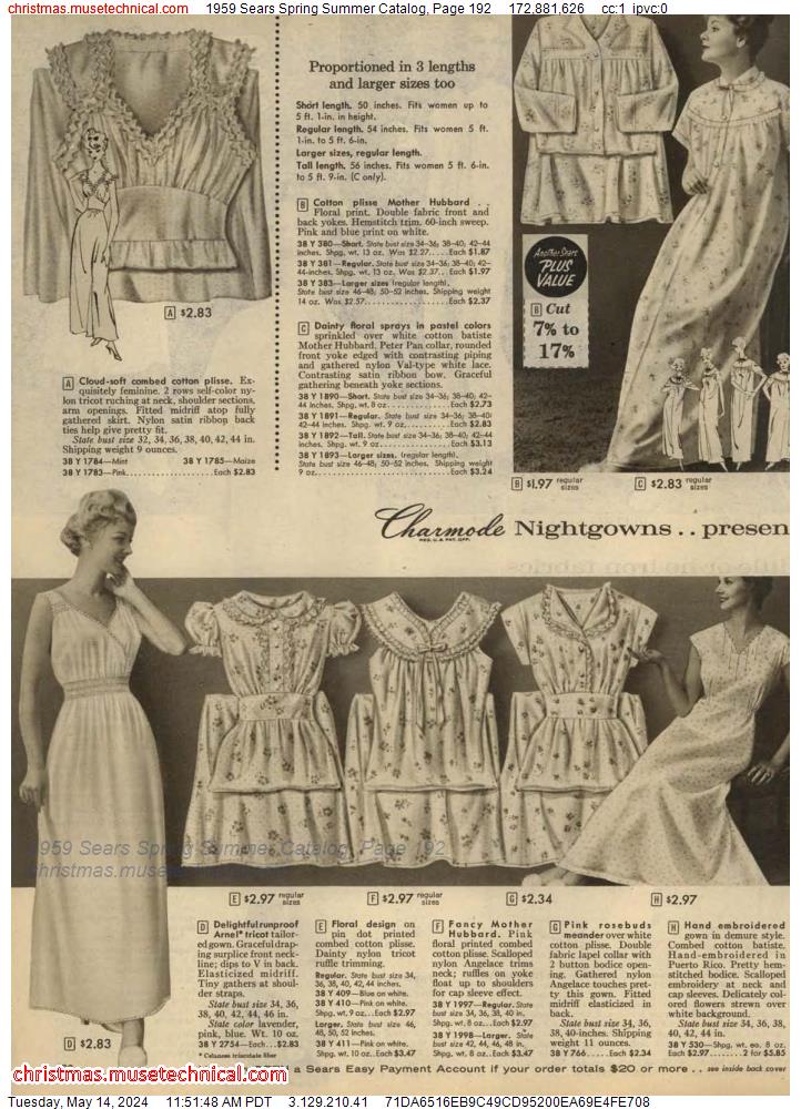 1959 Sears Spring Summer Catalog, Page 192