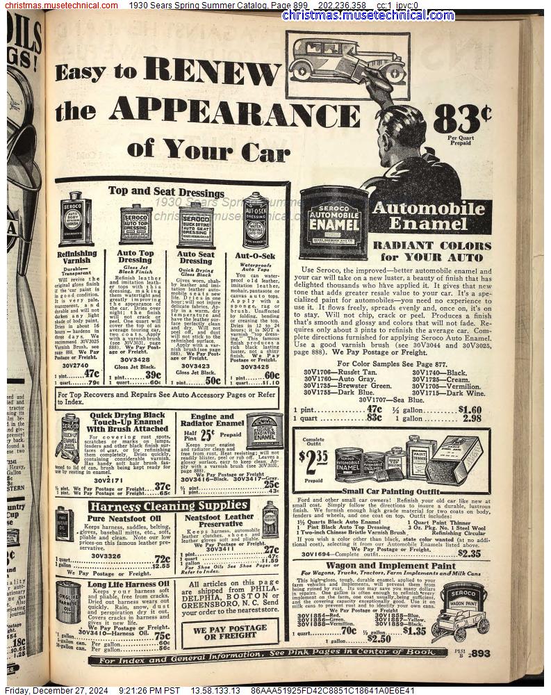 1930 Sears Spring Summer Catalog, Page 899