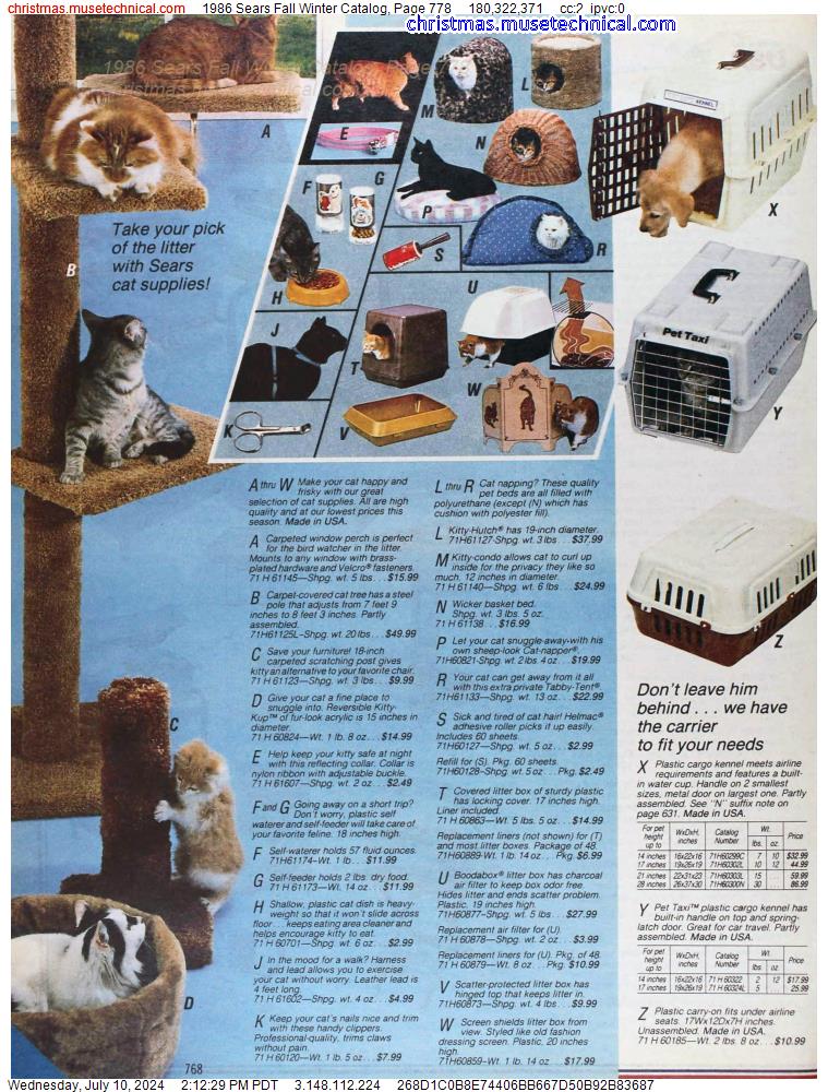 1986 Sears Fall Winter Catalog, Page 778