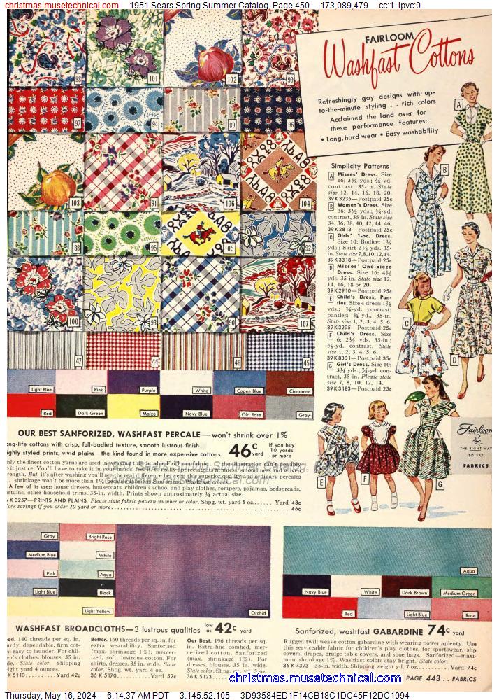 1951 Sears Spring Summer Catalog, Page 450